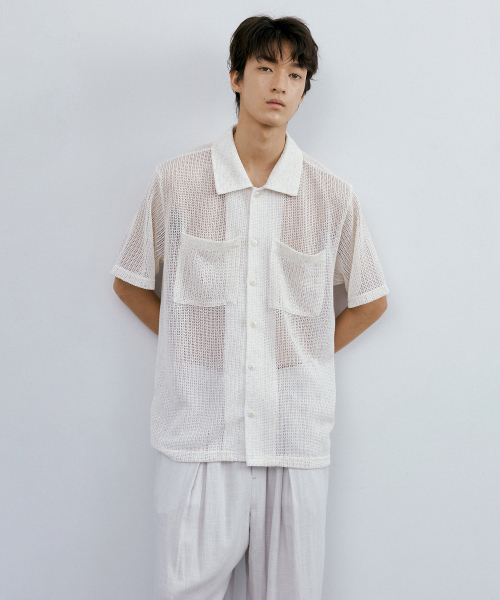 ENDOOR(エンドア)の「Needle crochet 1/2 shirt (ivory bokashi)(シャツ/ブラウス・メンズ・その他・1/2)」の1枚目の写真