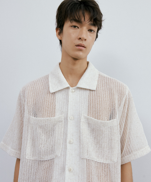 ENDOOR(エンドア)の「Needle crochet 1/2 shirt (ivory bokashi)(シャツ/ブラウス・メンズ・その他・1/2)」の2枚目の写真