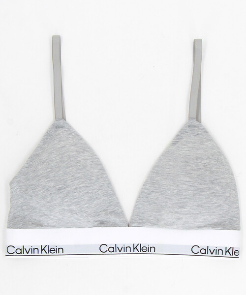 Calvin Klein Underwear(カルバンクラインアンダーウェア)の「Calvin Klein Underwear/カルバンクライン ワイヤレスブラ - ライトリー Icon Cotton Modal ライントライアングルブラ / QF8498AD(ブラジャー・レディース・グレー/ブラック・MEDIUM/SMALL)」の1枚目の写真