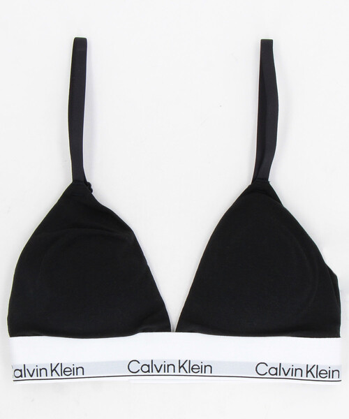 Calvin Klein Underwear(カルバンクラインアンダーウェア)の「Calvin Klein Underwear/カルバンクライン ワイヤレスブラ - ライトリー Icon Cotton Modal ライントライアングルブラ / QF8498AD(ブラジャー・レディース・グレー/ブラック・MEDIUM/SMALL)」の2枚目の写真