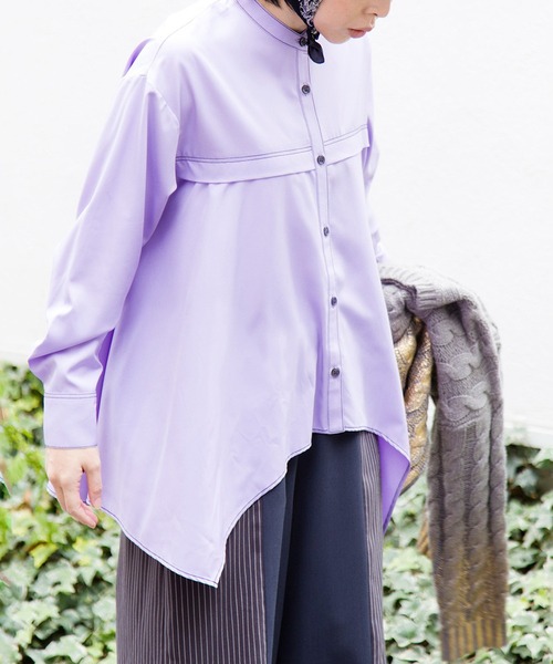 OSMOSIS（オズモーシス）の「アシンメトリーフレアーブラウス（シャツ/ブラウス・レディース・ライトパープル/ブラック/アイボリー・ONE SIZE）」の12枚目の写真