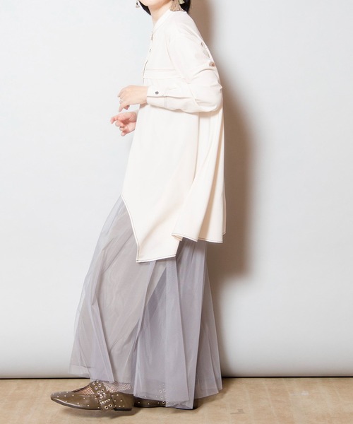 OSMOSIS（オズモーシス）の「アシンメトリーフレアーブラウス（シャツ/ブラウス・レディース・ライトパープル/ブラック/アイボリー・ONE SIZE）」の15枚目の写真