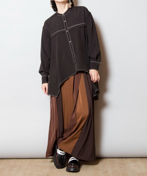 OSMOSIS（オズモーシス）の「アシンメトリーフレアーブラウス（シャツ/ブラウス・レディース・ライトパープル/ブラック/アイボリー・ONE SIZE）」の18枚目の写真