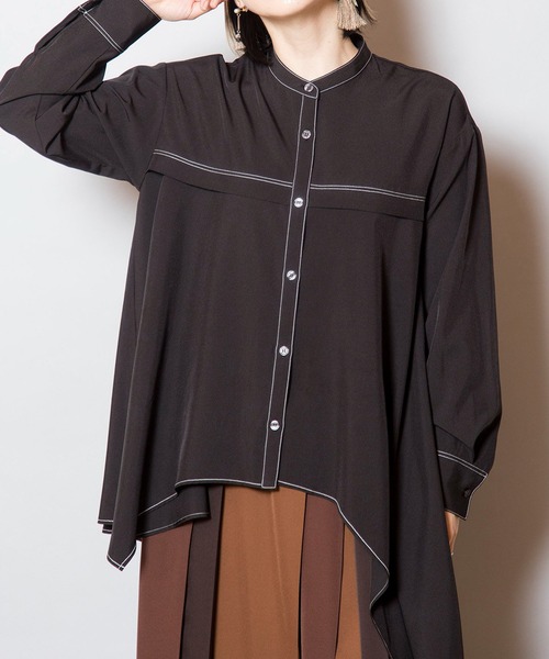 OSMOSIS（オズモーシス）の「アシンメトリーフレアーブラウス（シャツ/ブラウス・レディース・ライトパープル/ブラック/アイボリー・ONE SIZE）」の22枚目の写真