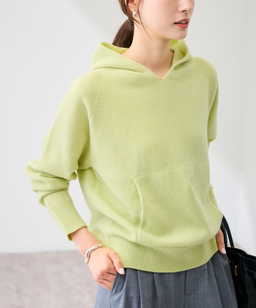 FRAMeWORK（フレームワーク）の「≪追加≫圧縮ウールフードプルオーバー（ニット/セーター・レディース・チャコールグレー/ライトグリーン/ベージュ/ネイビー・FREE）」の3枚目の写真