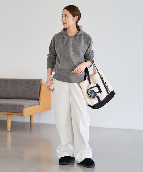 FRAMeWORK（フレームワーク）の「≪追加≫圧縮ウールフードプルオーバー（ニット/セーター・レディース・チャコールグレー/ライトグリーン/ベージュ/ネイビー・FREE）」の5枚目の写真