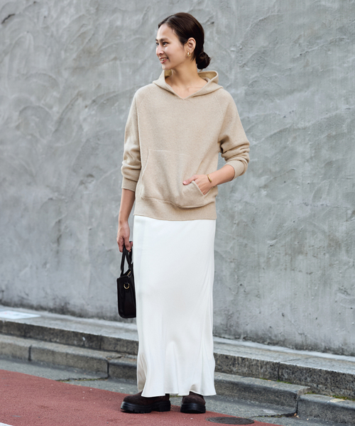 FRAMeWORK（フレームワーク）の「≪追加≫圧縮ウールフードプルオーバー（ニット/セーター・レディース・チャコールグレー/ライトグリーン/ベージュ/ネイビー・FREE）」の21枚目の写真