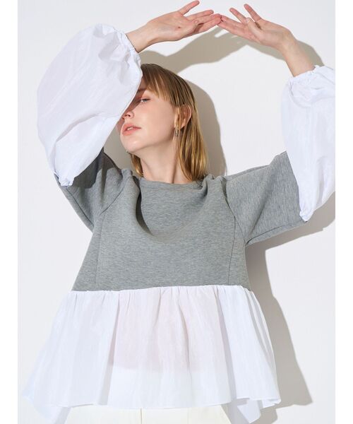 ELENDEEK（エレンディーク）の「タフタペプラムカットソー（Tシャツ/カットソー・レディース・オフホワイト/グレー/ネイビー・FREE）」の11枚目の写真