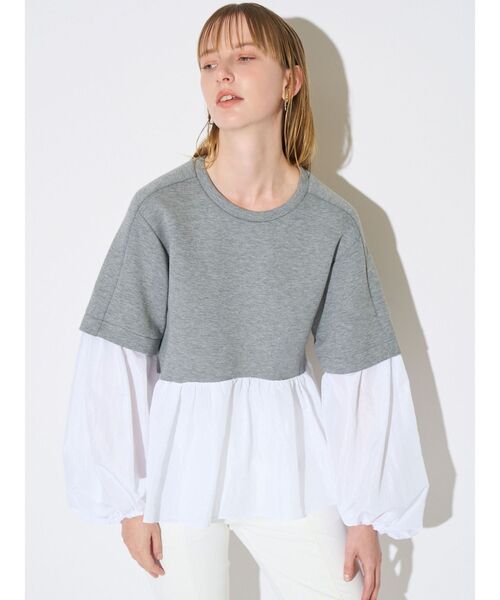 ELENDEEK（エレンディーク）の「タフタペプラムカットソー（Tシャツ/カットソー・レディース・オフホワイト/グレー/ネイビー・FREE）」の12枚目の写真