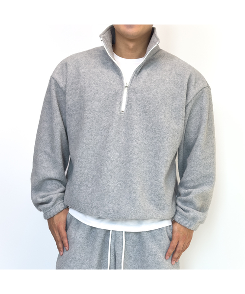 Оверсайз флис‑харф‑джемпер (over‑size fleece half zip)
