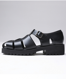 BRENOWELT（ブレノヴェルト）の「Romantic Fisherman Black Commando High Heel Sandals 701（サンダル）」
