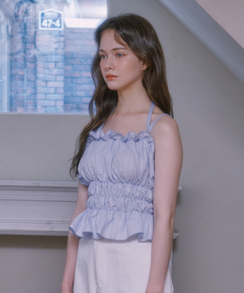 LULUCHOU(ルルシュ)の「Shirring Glitter Bustier - SKY BLUE(Tシャツ/カットソー・レディース・スカイブルー・FREE)」の2枚目の写真