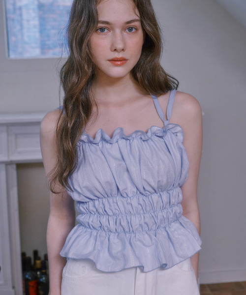LULUCHOU(ルルシュ)の「Shirring Glitter Bustier - SKY BLUE(Tシャツ/カットソー・レディース・スカイブルー・FREE)」の4枚目の写真