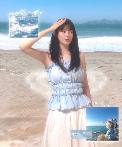 LULUCHOU(ルルシュ)の「Shirring Glitter Bustier - SKY BLUE(Tシャツ/カットソー・レディース・スカイブルー・FREE)」の5枚目の写真