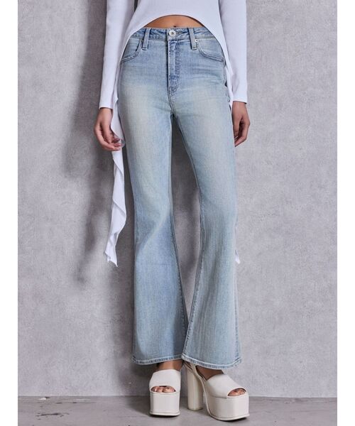 GYDA（ジェイダ）の「ハイウエストBASICフレアデニムパンツ（デニムパンツ・レディース・グレー/インディゴブルー/ライトブルー・X-SMALL/SMALL/MEDIUM）」の3枚目の写真