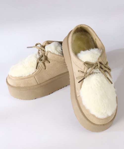 Dedes(デデス)の「Dedes/厚底 チロリアン ファーシューズ 4.5cm 軽量 ユニセックス(6412)(ブーツ・レディース・ブラック/ベージュ/ブラウン・34/36/38/40/42/44)」の1枚目の写真