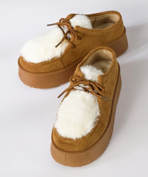 Dedes(デデス)の「Dedes/厚底 チロリアン ファーシューズ 4.5cm 軽量 ユニセックス(6412)(ブーツ・レディース・ブラック/ベージュ/ブラウン・34/36/38/40/42/44)」の3枚目の写真