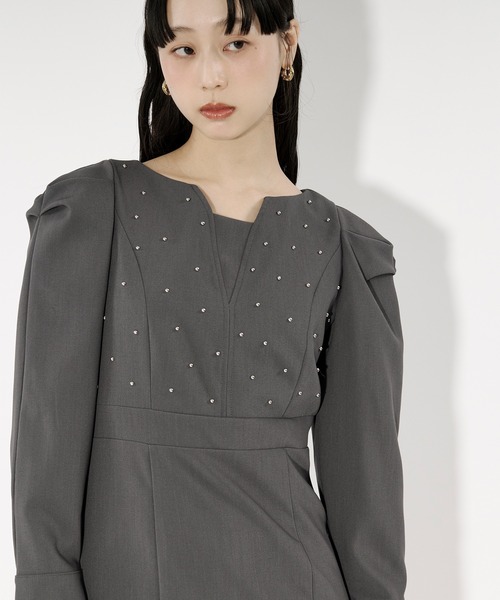 Ezick（エジック）の「silver studs dress シルバースタッズドレス（ドレス・レディース・ブラック/グレー・FREE）」の2枚目の写真