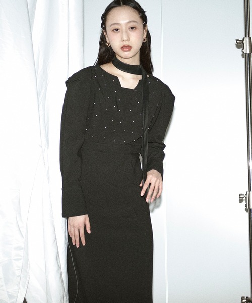 Ezick（エジック）の「silver studs dress シルバースタッズドレス（ドレス・レディース・ブラック/グレー・FREE）」の6枚目の写真