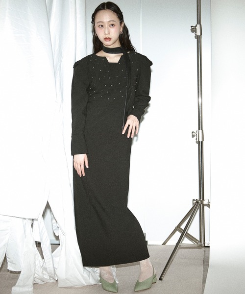 Ezick（エジック）の「silver studs dress シルバースタッズドレス（ドレス・レディース・ブラック/グレー・FREE）」の5枚目の写真