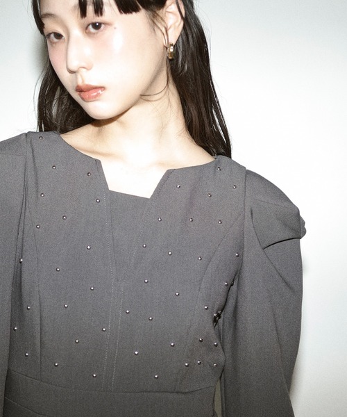 Ezick（エジック）の「silver studs dress シルバースタッズドレス（ドレス・レディース・ブラック/グレー・FREE）」の17枚目の写真