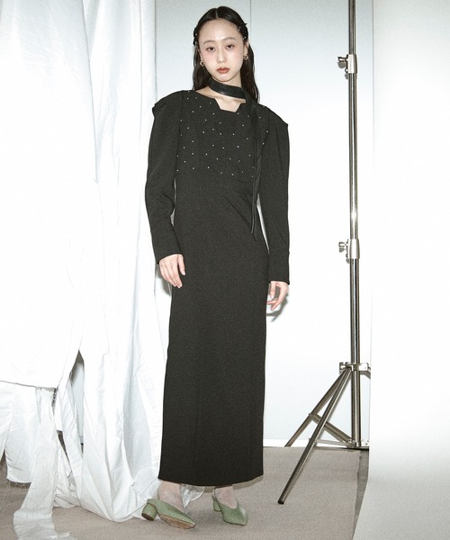 Ezick（エジック）の「silver studs dress シルバースタッズドレス（ドレス・レディース・ブラック/グレー・FREE）」の4枚目の写真