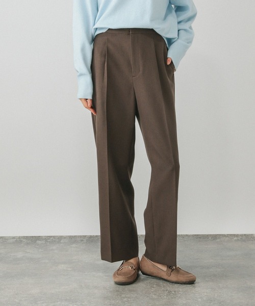 GLOBAL WORK(グローバルワーク)の「お手入れラクラクセットアップ/ストレートパンツ/611219(その他パンツ・レディース・ネイビー/ブラウン/チャコールグレー/ライトベージュ・LARGE/MEDIUM/SMALL)」の3枚目の写真
