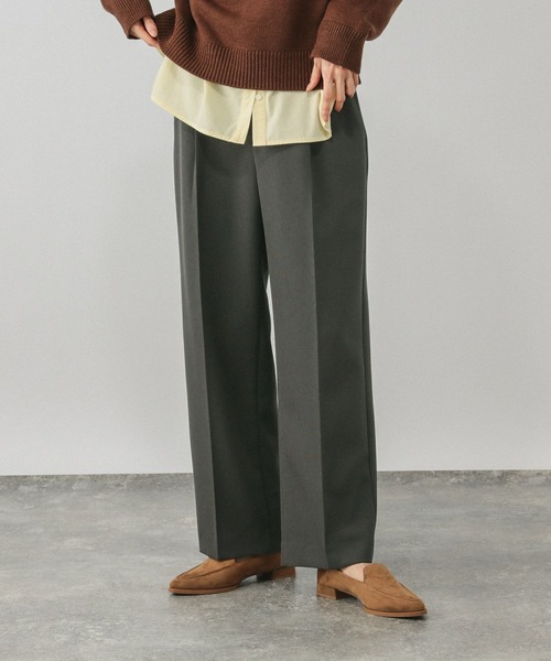 GLOBAL WORK(グローバルワーク)の「お手入れラクラクセットアップ/ストレートパンツ/611219(その他パンツ・レディース・ネイビー/ブラウン/チャコールグレー/ライトベージュ・LARGE/MEDIUM/SMALL)」の2枚目の写真