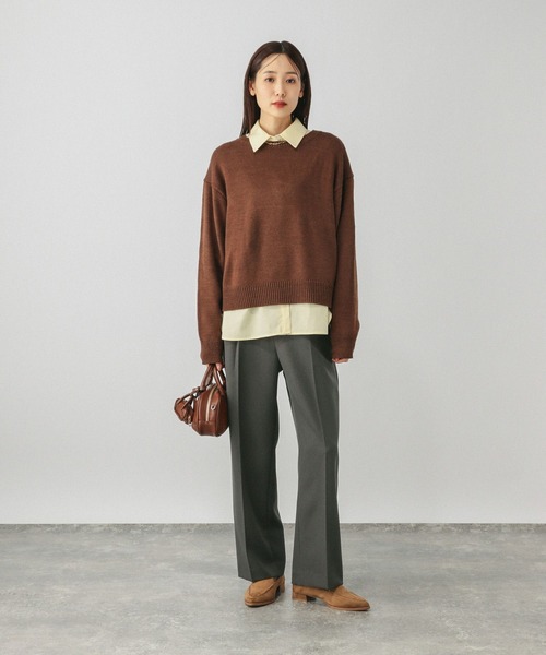 GLOBAL WORK(グローバルワーク)の「お手入れラクラクセットアップ/ストレートパンツ/611219(その他パンツ・レディース・ネイビー/ブラウン/チャコールグレー/ライトベージュ・LARGE/MEDIUM/SMALL)」の16枚目の写真