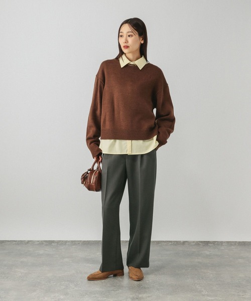 GLOBAL WORK(グローバルワーク)の「お手入れラクラクセットアップ/ストレートパンツ/611219(その他パンツ・レディース・ネイビー/ブラウン/チャコールグレー/ライトベージュ・LARGE/MEDIUM/SMALL)」の17枚目の写真