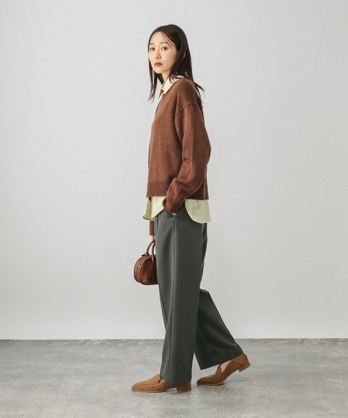 GLOBAL WORK(グローバルワーク)の「お手入れラクラクセットアップ/ストレートパンツ/611219(その他パンツ・レディース・ネイビー/ブラウン/チャコールグレー/ライトベージュ・LARGE/MEDIUM/SMALL)」の18枚目の写真