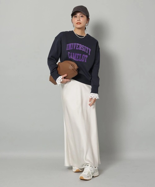 袖レースフロッキーロゴスウェット（Tシャツ/カットソー）｜Arpege