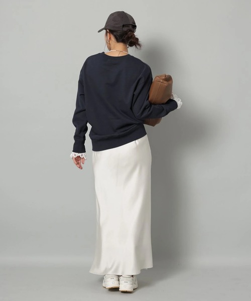 袖レースフロッキーロゴスウェット（Tシャツ/カットソー）｜Arpege