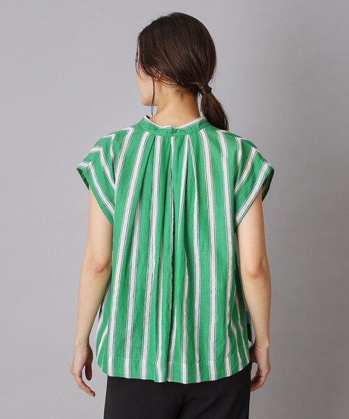 NE QUITTEZ PAS!（ヌキテパ）の「ne Quittez pas（ヌキテパ）コットンボイルストライプブラウス（シャツ/ブラウス・レディース・グリーン・00）」の4枚目の写真
