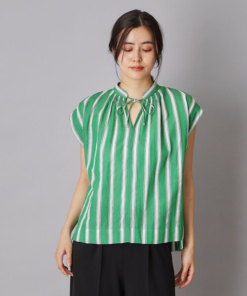NE QUITTEZ PAS!（ヌキテパ）の「ne Quittez pas（ヌキテパ）コットンボイルストライプブラウス（シャツ/ブラウス・レディース・グリーン・00）」の10枚目の写真
