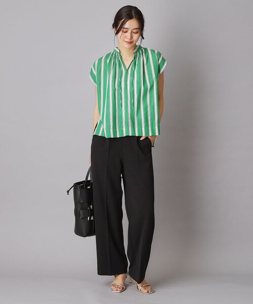 NE QUITTEZ PAS!（ヌキテパ）の「ne Quittez pas（ヌキテパ）コットンボイルストライプブラウス（シャツ/ブラウス・レディース・グリーン・00）」の12枚目の写真