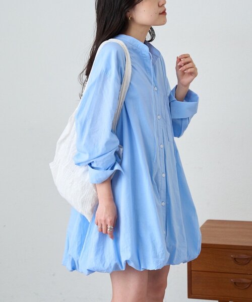 CIAOPANIC TYPY（チャオパニックティピー）の「【羽織としても◎】アソート柄裾バルーンチュニックブラウス（シャツ/ブラウス・レディース・サックスブルー/イエロー/ホワイト/ピンク/ブルー/オフホワイト・ONE SIZE）」の4枚目の写真