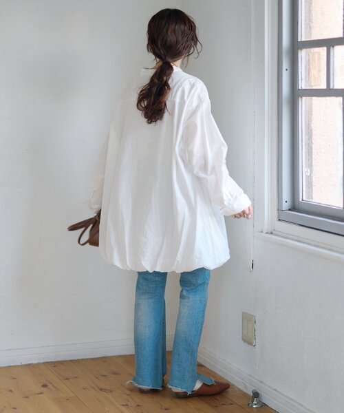 CIAOPANIC TYPY（チャオパニックティピー）の「【羽織としても◎】アソート柄裾バルーンチュニックブラウス（シャツ/ブラウス・レディース・サックスブルー/イエロー/ホワイト/ピンク/ブルー/オフホワイト・ONE SIZE）」の12枚目の写真