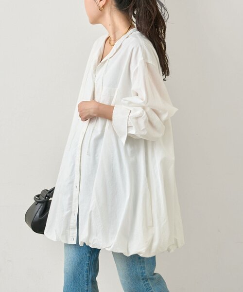 CIAOPANIC TYPY（チャオパニックティピー）の「【羽織としても◎】アソート柄裾バルーンチュニックブラウス（シャツ/ブラウス・レディース・サックスブルー/イエロー/ホワイト/ピンク/ブルー/オフホワイト・ONE SIZE）」の13枚目の写真