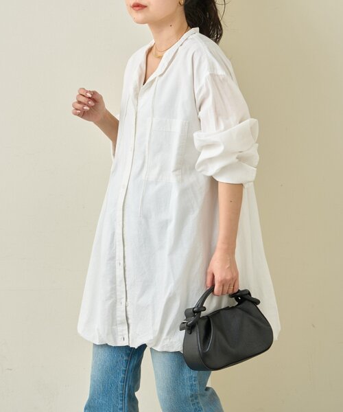 CIAOPANIC TYPY（チャオパニックティピー）の「【羽織としても◎】アソート柄裾バルーンチュニックブラウス（シャツ/ブラウス・レディース・サックスブルー/イエロー/ホワイト/ピンク/ブルー/オフホワイト・ONE SIZE）」の14枚目の写真