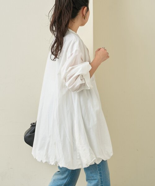 CIAOPANIC TYPY（チャオパニックティピー）の「【羽織としても◎】アソート柄裾バルーンチュニックブラウス（シャツ/ブラウス・レディース・サックスブルー/イエロー/ホワイト/ピンク/ブルー/オフホワイト・ONE SIZE）」の16枚目の写真