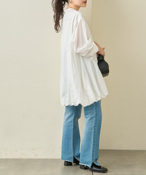 CIAOPANIC TYPY（チャオパニックティピー）の「【羽織としても◎】アソート柄裾バルーンチュニックブラウス（シャツ/ブラウス・レディース・サックスブルー/イエロー/ホワイト/ピンク/ブルー/オフホワイト・ONE SIZE）」の19枚目の写真