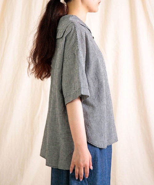 prit（プリット）の「[prit] 綿麻平織 5分袖セーラーカラープルオーバー（シャツ/ブラウス・レディース・ブラック系その他/グリーン系その他/ブラック・FREE）」の16枚目の写真