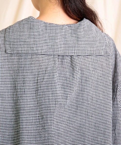 prit（プリット）の「[prit] 綿麻平織 5分袖セーラーカラープルオーバー（シャツ/ブラウス・レディース・ブラック系その他/グリーン系その他/ブラック・FREE）」の20枚目の写真