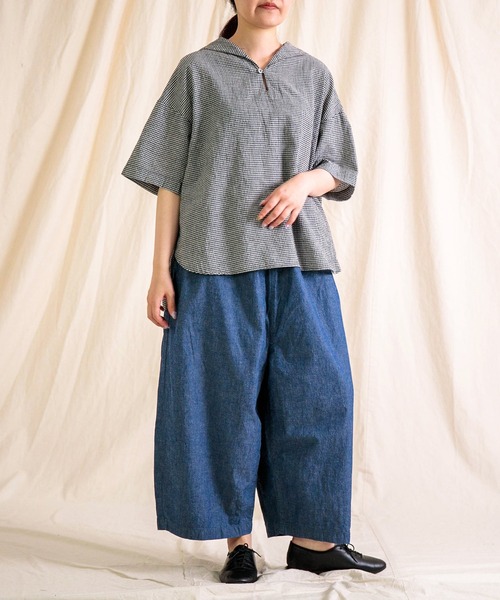 prit（プリット）の「[prit] 綿麻平織 5分袖セーラーカラープルオーバー（シャツ/ブラウス・レディース・ブラック系その他/グリーン系その他/ブラック・FREE）」の9枚目の写真