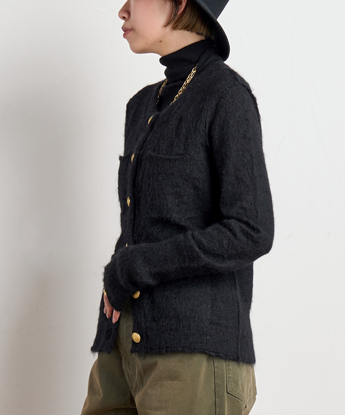 R13（アールサーティーン）の「*【R13/アールサーティーン】ELONGATED SHRUNKEN CREWNECK CARDIGAN（カーディガン/ボレロ・レディース・ブラック・FREE）」の2枚目の写真