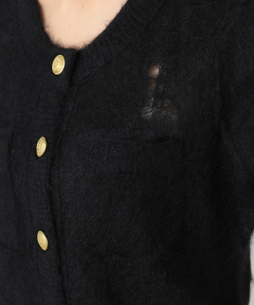 R13（アールサーティーン）の「*【R13/アールサーティーン】ELONGATED SHRUNKEN CREWNECK CARDIGAN（カーディガン/ボレロ・レディース・ブラック・FREE）」の16枚目の写真