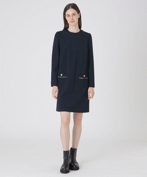 BLUE LABEL CRESTBRIDGE(ブルーレーベルクレストブリッジ)の「【限定カラーあり】アモーレポンチワンピース(ワンピース・レディース・ダークネイビー/ブラック・38/40/36)」の1枚目の写真