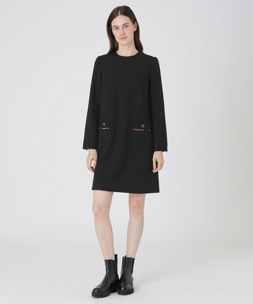 BLUE LABEL CRESTBRIDGE(ブルーレーベルクレストブリッジ)の「【限定カラーあり】アモーレポンチワンピース(ワンピース・レディース・ダークネイビー/ブラック・38/40/36)」の2枚目の写真