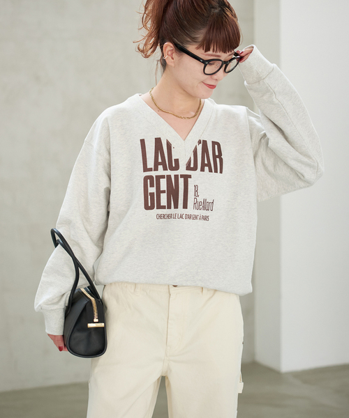 Spick & Span（スピックアンドスパン）の「《別注 / 追加2》La Hutte / ラ ユット Vネックスウェット*（スウェット・レディース・グレー/アイボリー・FREE）」の11枚目の写真